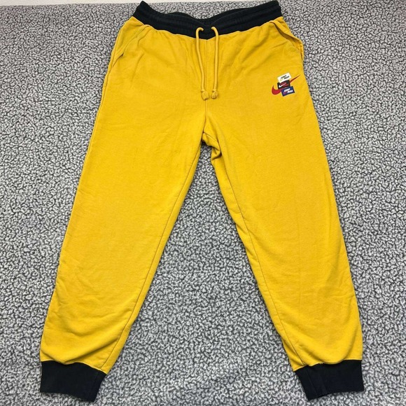 Air Jordan‎ Sweatpants Men Large Mustard Jumpman Nike Drawstring Elastic Waist L - Picture 1 of 9